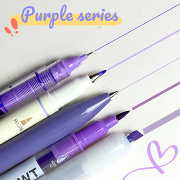 5 Purple Pens with Various Nibs, Suitable for Drawing, Doodling, Highlighting, School and Art Supplies