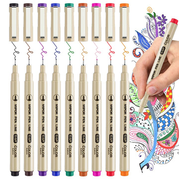 9 Colors Micro-line Pens Waterproof Durable Fine Line Drawing Art Pen Painting Drawing Marking Journaling Lllustrating Drawing