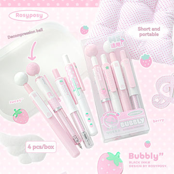 4PC Neutral Pen Short Pen 4-Pack High Aesthetic Value 360 Rotation Decompression And Problem Solving Pen