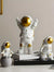 Astronaut Spaceman Statue Ornament Home Office Desktop Figurine Decors Set of 3 - Golden