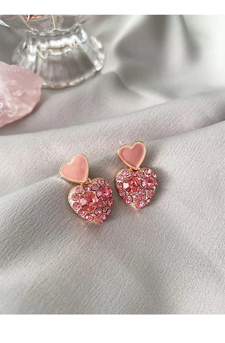 S925 Silver Needle Purple Personality Square Rhinestone Dripping Oil New Temperament Net Red Earrings Wedding Gift Jewelry
