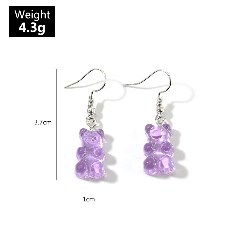 Sweet Purple Flower Butterfly Geometric Drop Earrings for Women Daisy Heart C-Shaped Round Sqaure Brincos Sweet Wedding Jewelry