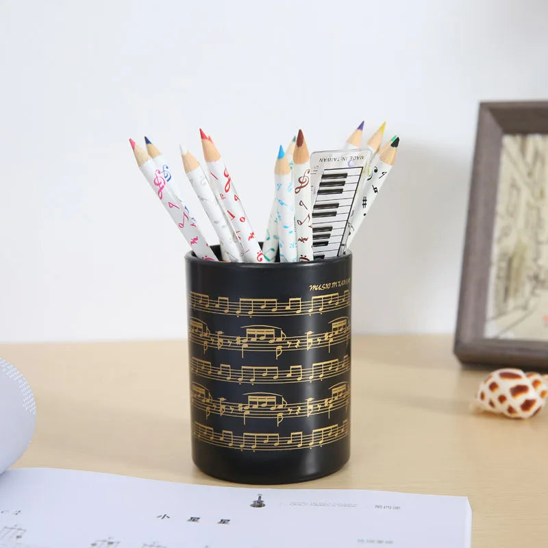 Notes Pen Holder Piano Musical Instrument Design Music Gift Classification Plastic Pen Holder Stationery Student Pencil Holder