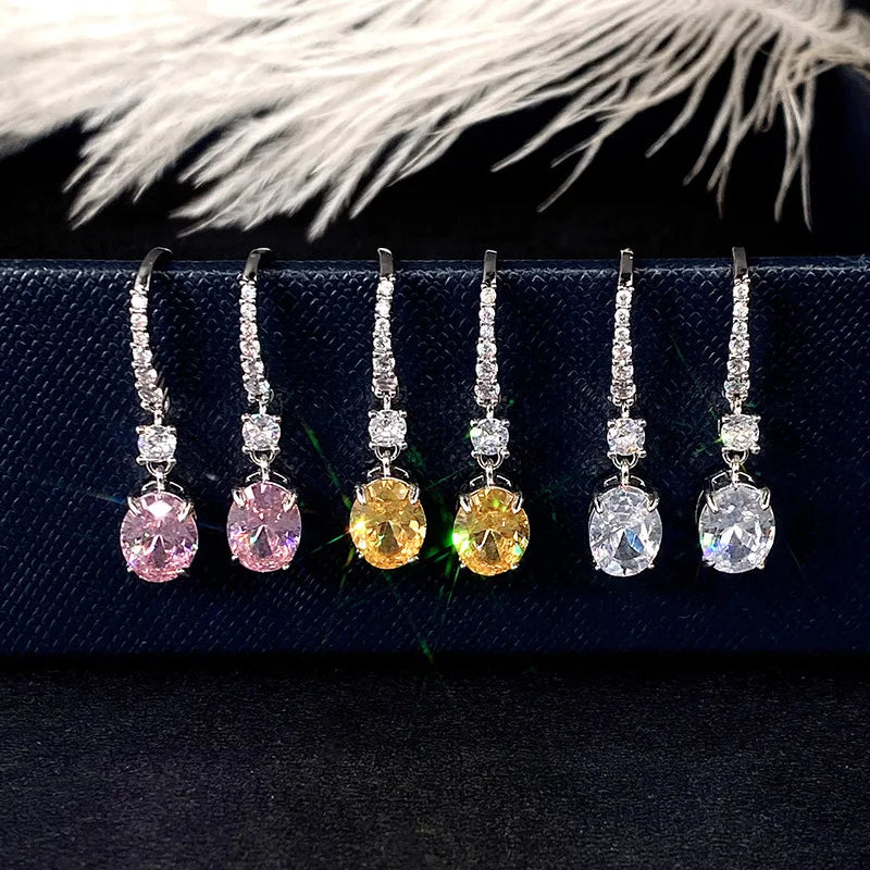 Huitan Blue/Garnet Heart Cubic Zirconia Wedding Earrings for Women Eternity Love Earrings Engagement Accessories Fashion Jewelry