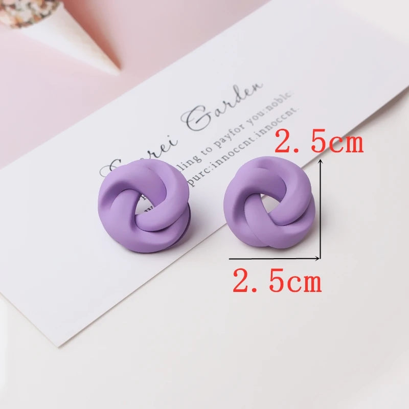 Sweet Purple Flower Butterfly Geometric Drop Earrings for Women Daisy Heart C-Shaped Round Sqaure Brincos Sweet Wedding Jewelry