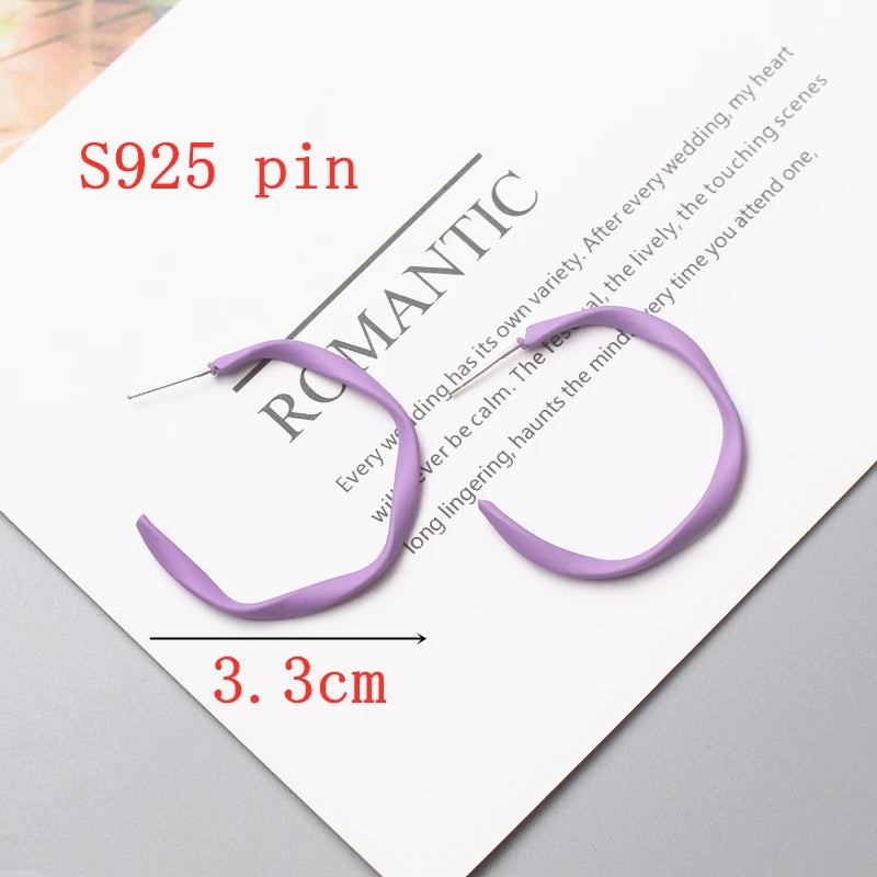 Sweet Purple Flower Butterfly Geometric Drop Earrings for Women Daisy Heart C-Shaped Round Sqaure Brincos Sweet Wedding Jewelry