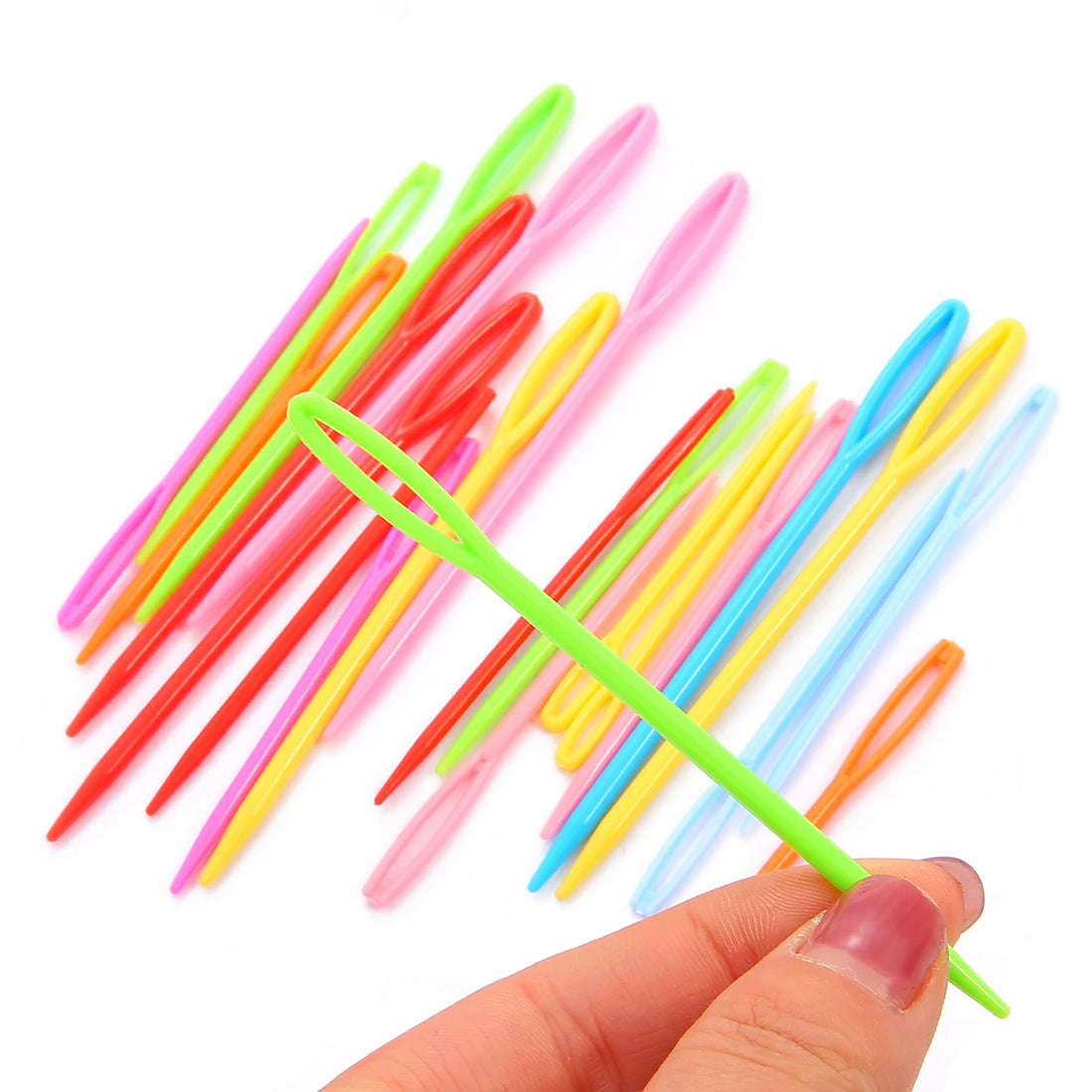 20PCs Mixed Color 7cm/9cm Plastic Knitting Needles Crochet Hooks Wool Yarn Needle Children DIY Sweater Weaving Tools Accessories
