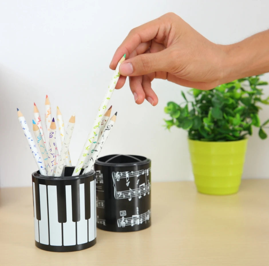 Notes Pen Holder Piano Musical Instrument Design Music Gift Classification Plastic Pen Holder Stationery Student Pencil Holder