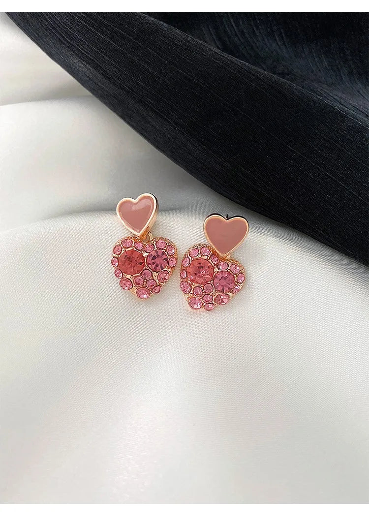 S925 Silver Needle Purple Personality Square Rhinestone Dripping Oil New Temperament Net Red Earrings Wedding Gift Jewelry