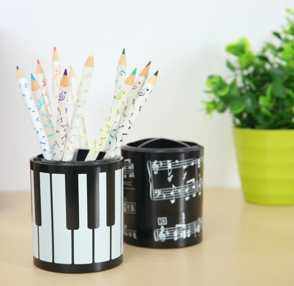 Notes Pen Holder Piano Musical Instrument Design Music Gift Classification Plastic Pen Holder Stationery Student Pencil Holder