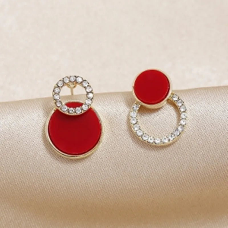 S925 Silver Needle Purple Personality Square Rhinestone Dripping Oil New Temperament Net Red Earrings Wedding Gift Jewelry