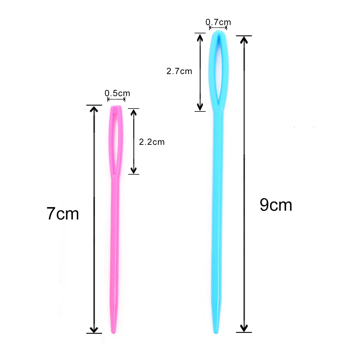20PCs Mixed Color 7cm/9cm Plastic Knitting Needles Crochet Hooks Wool Yarn Needle Children DIY Sweater Weaving Tools Accessories