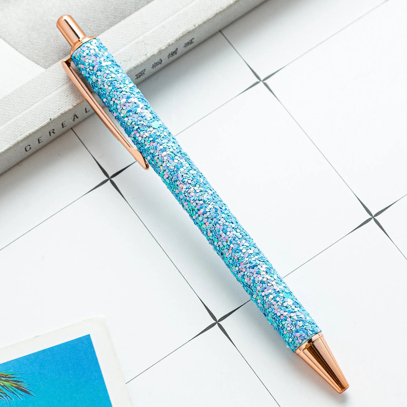 Lytwtw's Roller Ballpoint Pen Rhinestone Luxury Cute Wedding Rose Gold Metal Stationery School Office Supply Spinning