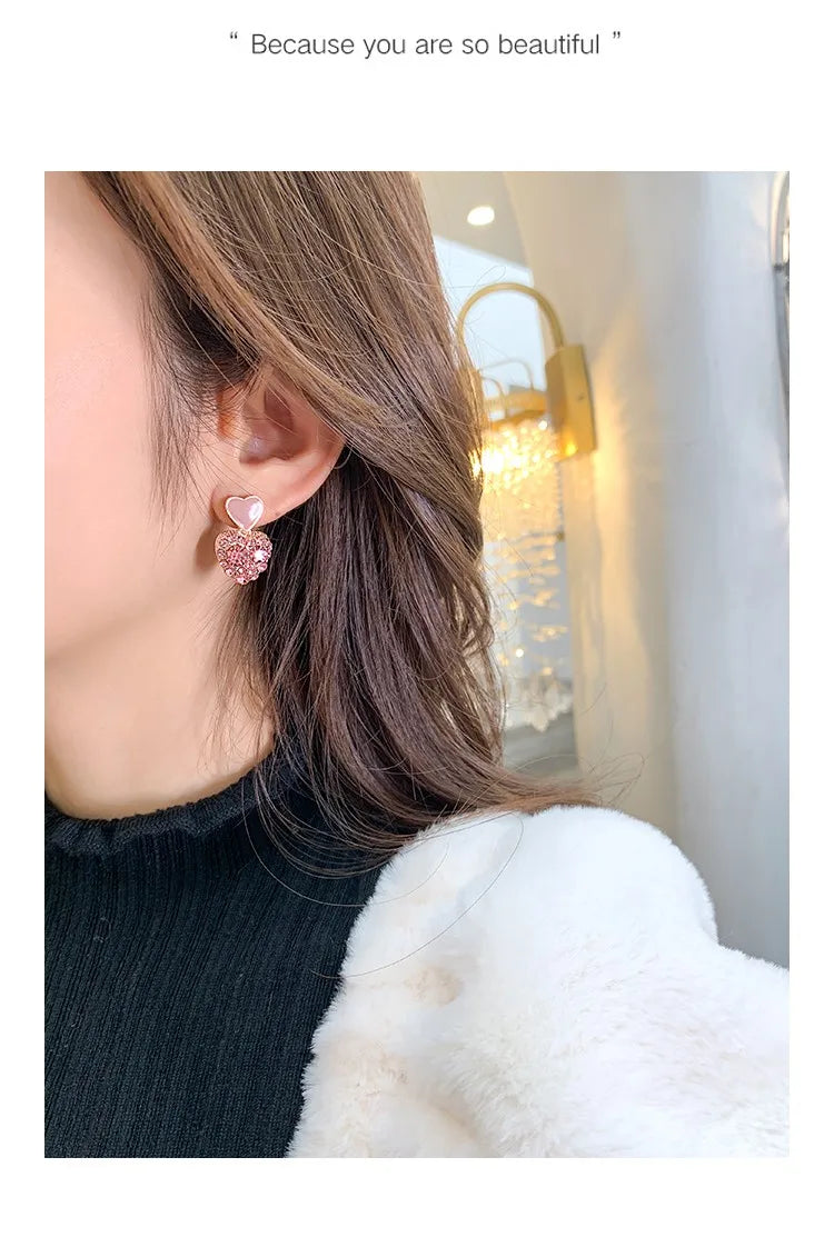 S925 Silver Needle Purple Personality Square Rhinestone Dripping Oil New Temperament Net Red Earrings Wedding Gift Jewelry