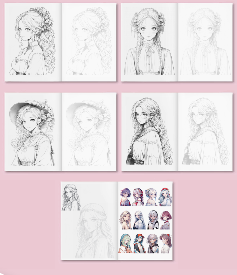 Beginner's Comic Character Drawing Sketch Portrait Tutorial Book - Line Tracing Copybook with Pencil Shading