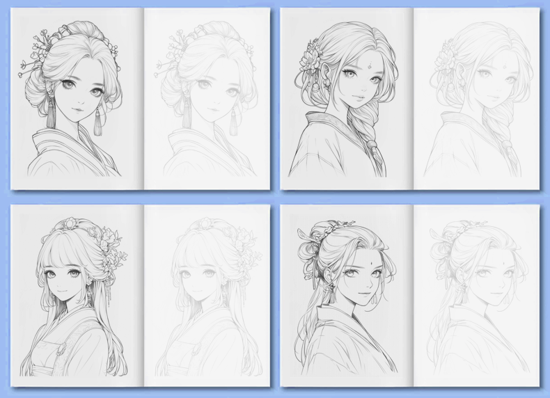 Beginner's Comic Character Drawing Sketch Portrait Tutorial Book - Line Tracing Copybook with Pencil Shading