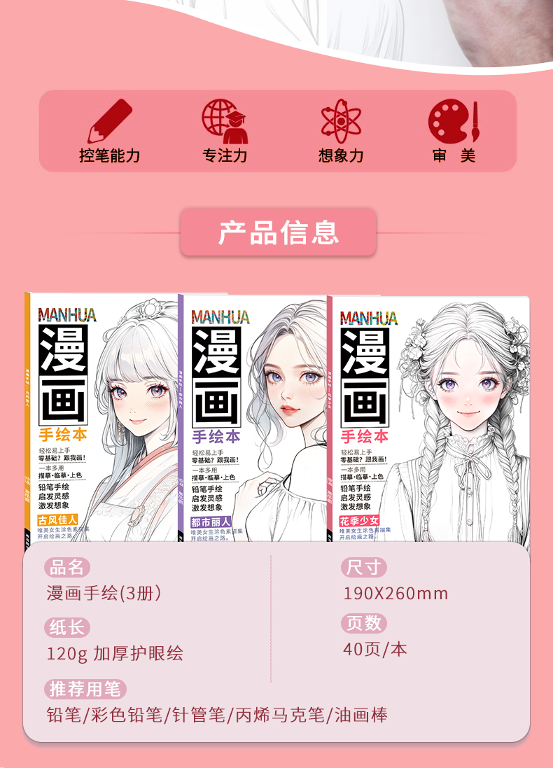 Beginner's Comic Character Drawing Sketch Portrait Tutorial Book - Line Tracing Copybook with Pencil Shading