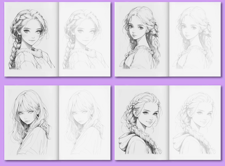 Beginner's Comic Character Drawing Sketch Portrait Tutorial Book - Line Tracing Copybook with Pencil Shading