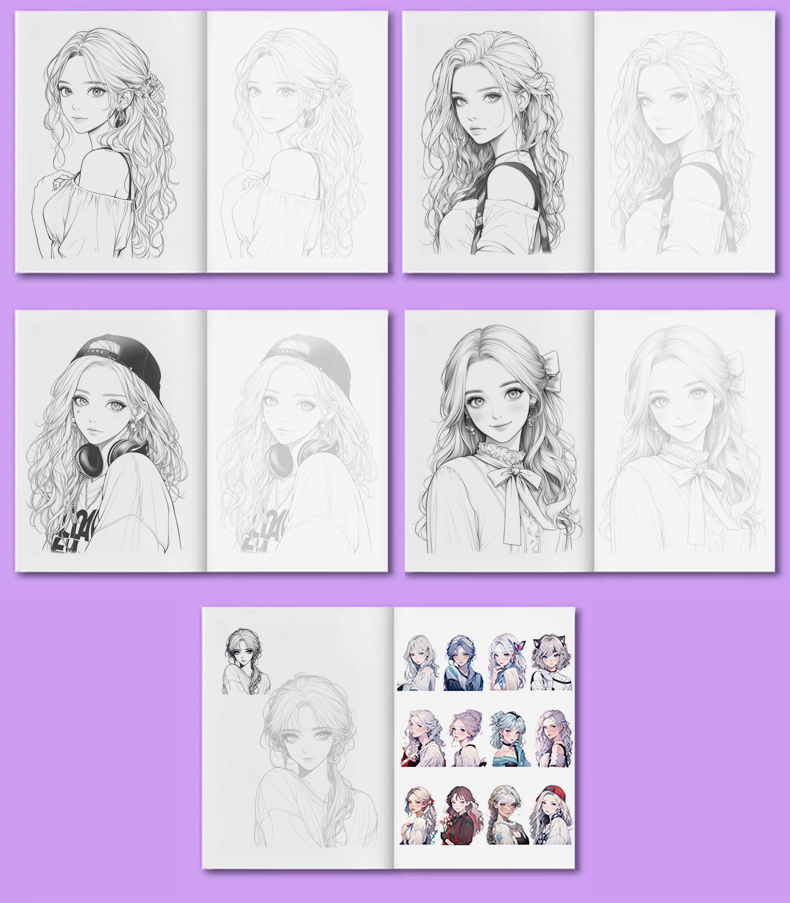 Beginner's Comic Character Drawing Sketch Portrait Tutorial Book - Line Tracing Copybook with Pencil Shading