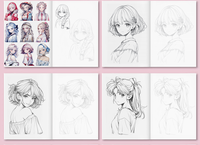 Beginner's Comic Character Drawing Sketch Portrait Tutorial Book - Line Tracing Copybook with Pencil Shading