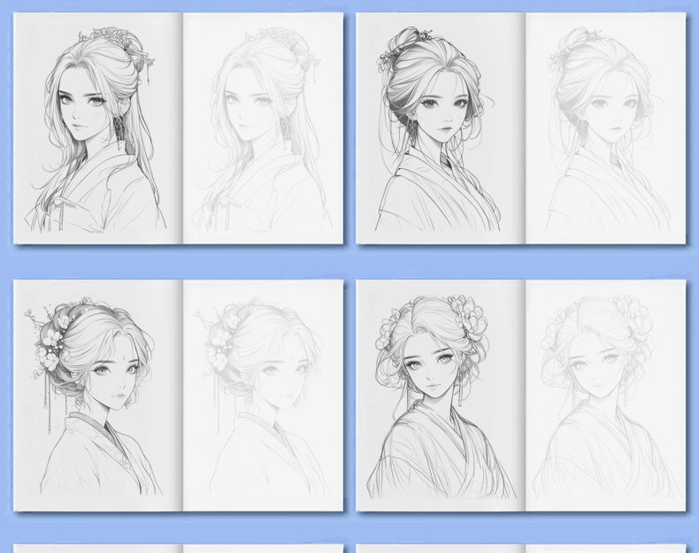 Beginner's Comic Character Drawing Sketch Portrait Tutorial Book - Line Tracing Copybook with Pencil Shading