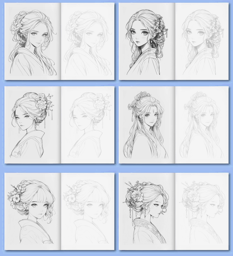 Beginner's Comic Character Drawing Sketch Portrait Tutorial Book - Line Tracing Copybook with Pencil Shading