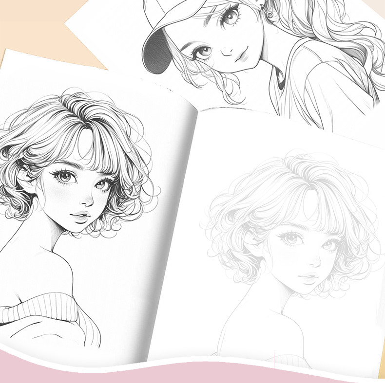 Beginner's Comic Character Drawing Sketch Portrait Tutorial Book - Line Tracing Copybook with Pencil Shading