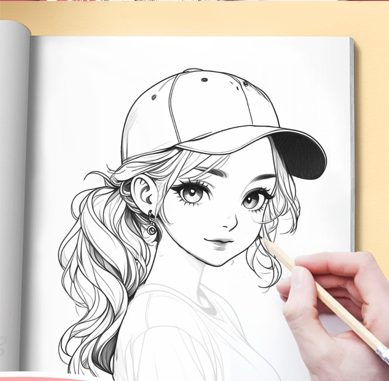 Beginner's Comic Character Drawing Sketch Portrait Tutorial Book - Line Tracing Copybook with Pencil Shading