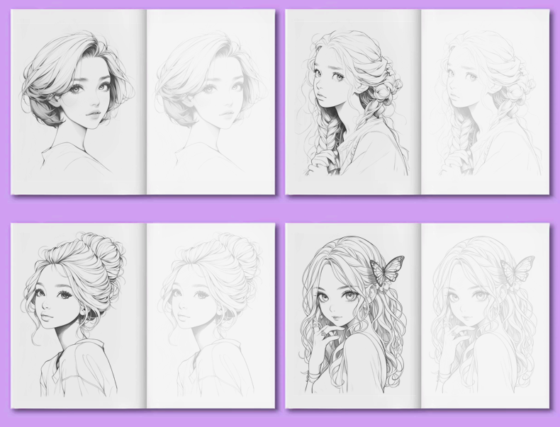 Beginner's Comic Character Drawing Sketch Portrait Tutorial Book - Line Tracing Copybook with Pencil Shading