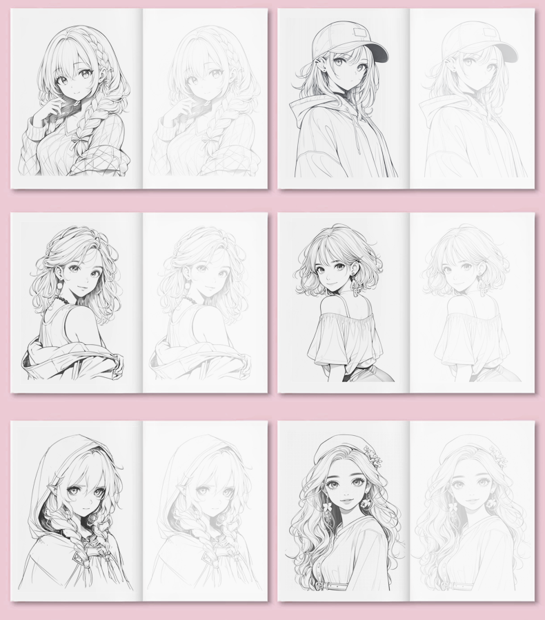 Beginner's Comic Character Drawing Sketch Portrait Tutorial Book - Line Tracing Copybook with Pencil Shading