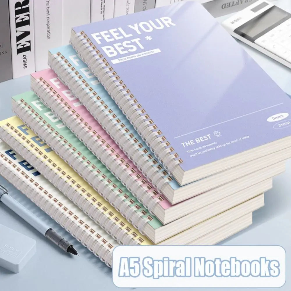 60Sheets/Book A5 Spiral Notebooks Perforated Pages Color Notepad Horizontal Line Inner Pages Diary Book Students
