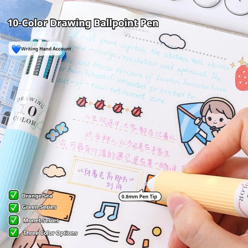 28/30 Colors Multicolor Ballpoint Pen Set 0.8mm, 10-in-1 Colored Pens Fine Point Retractable Ballpoint Pens for Office School