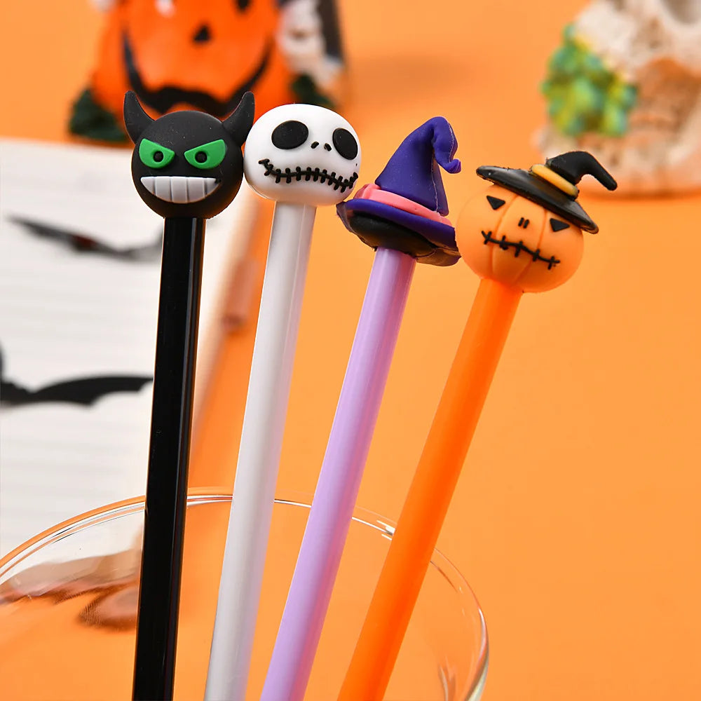 12 cute cartoon neutral pens for Halloween, with a simple pen body/pumpkin bat ghost shape, suitable for schools, offices, study