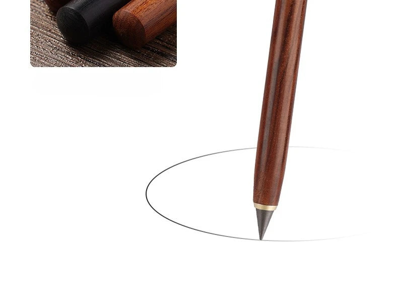 1PC Pen +5pcs Pen Tip Wooden Eternal Pencil HB Never Need Sharpening Unbreakable for Students Sketching Drawing High Tech