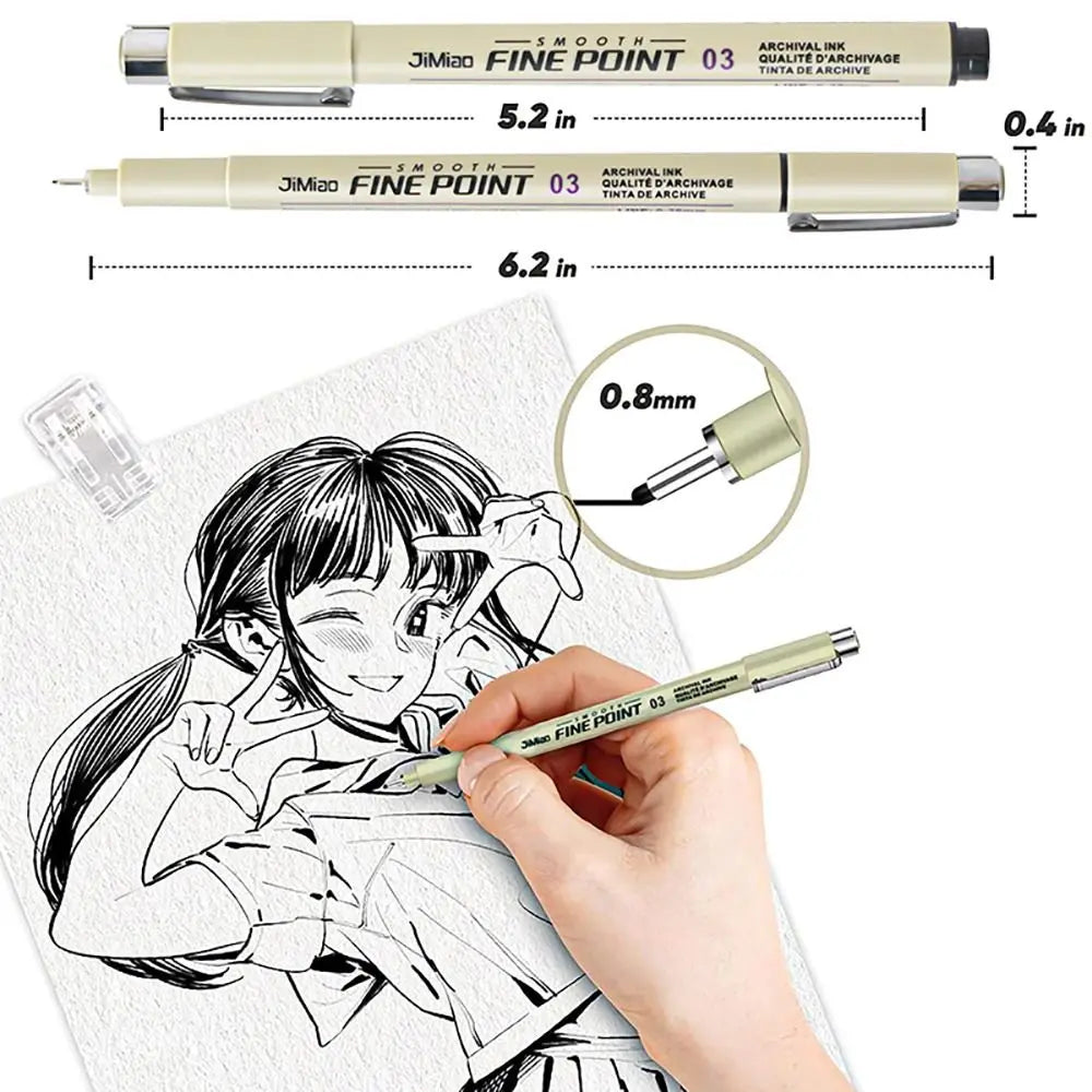 1Pcs Micron Ink Marker Pen Sketch Stationery Set Art Supplies Drawing Pen Pigment Liner 12 Tips Sketching Needle Pen