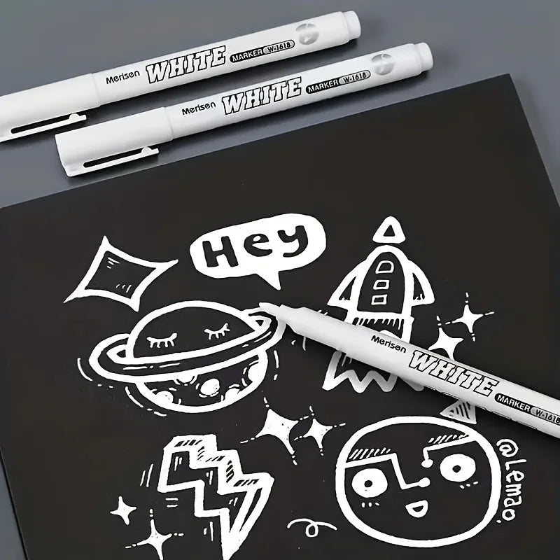 White Marker Pen Set Waterproof Permanent Paint Pens DIY Graffiti for Wood, Glass, Plastic Leather Stationery School Supplies