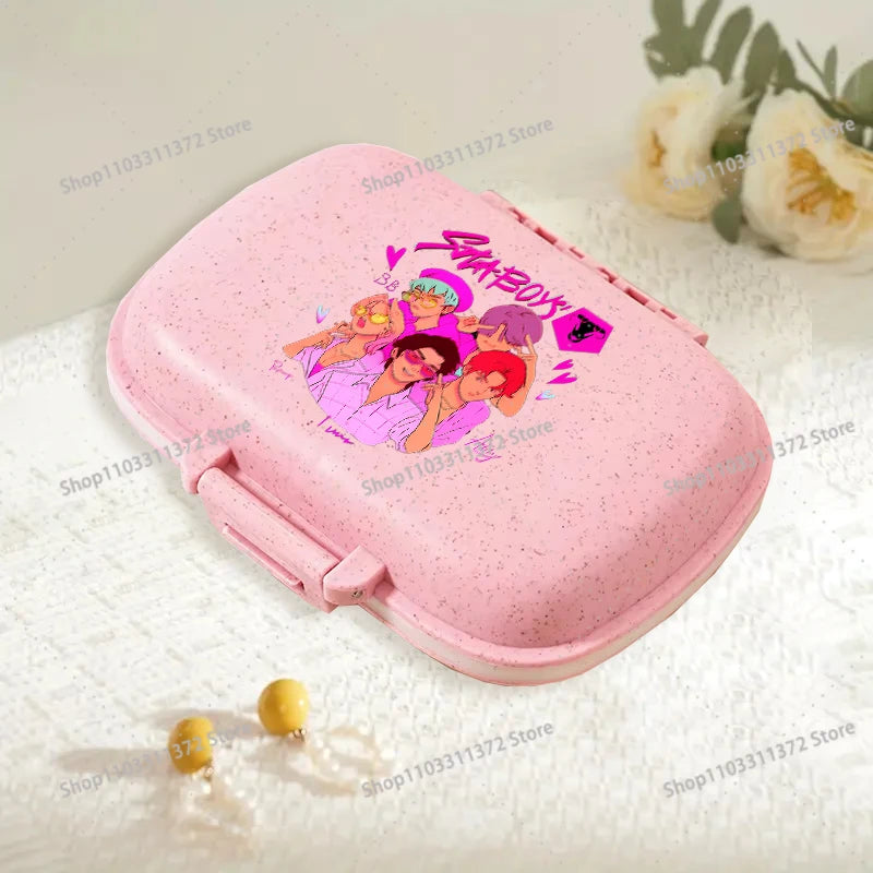 Move K-Pop Demon Hunters 8 Grid Compartment Pill Storage Box Fashion Printed Portable Travel Home Vitamin Container Cartoon Gift