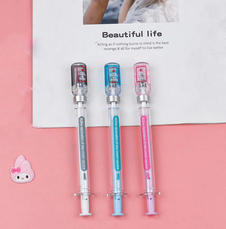 3 pcs/set,1-3-5 set Creative Novelty Syringe Peculiar Shape Stationery 0.5 MM Cute Gel Pen