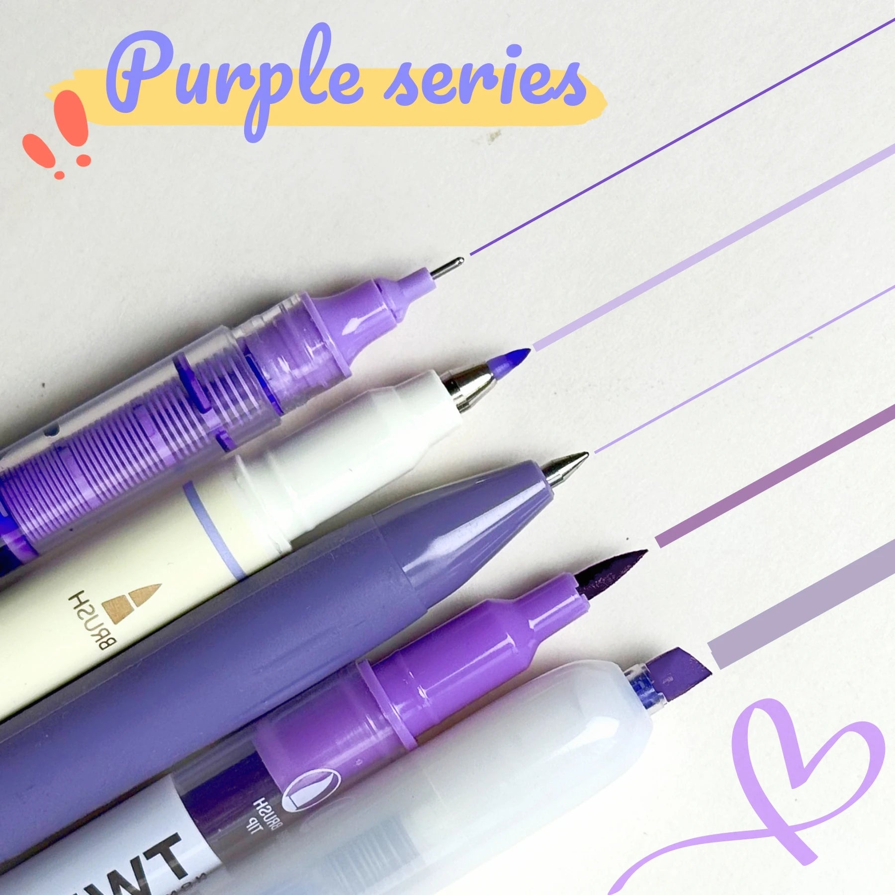 5 Purple Pens with Various Nibs, Suitable for Drawing, Doodling, Highlighting, School and Art Supplies