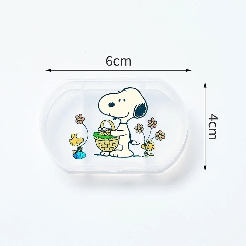 Portable Snoopys Mini Pill Box Kawaii Travel Anime Three-compartment Transparent Plastic Medicines Storage Case Container Gifts