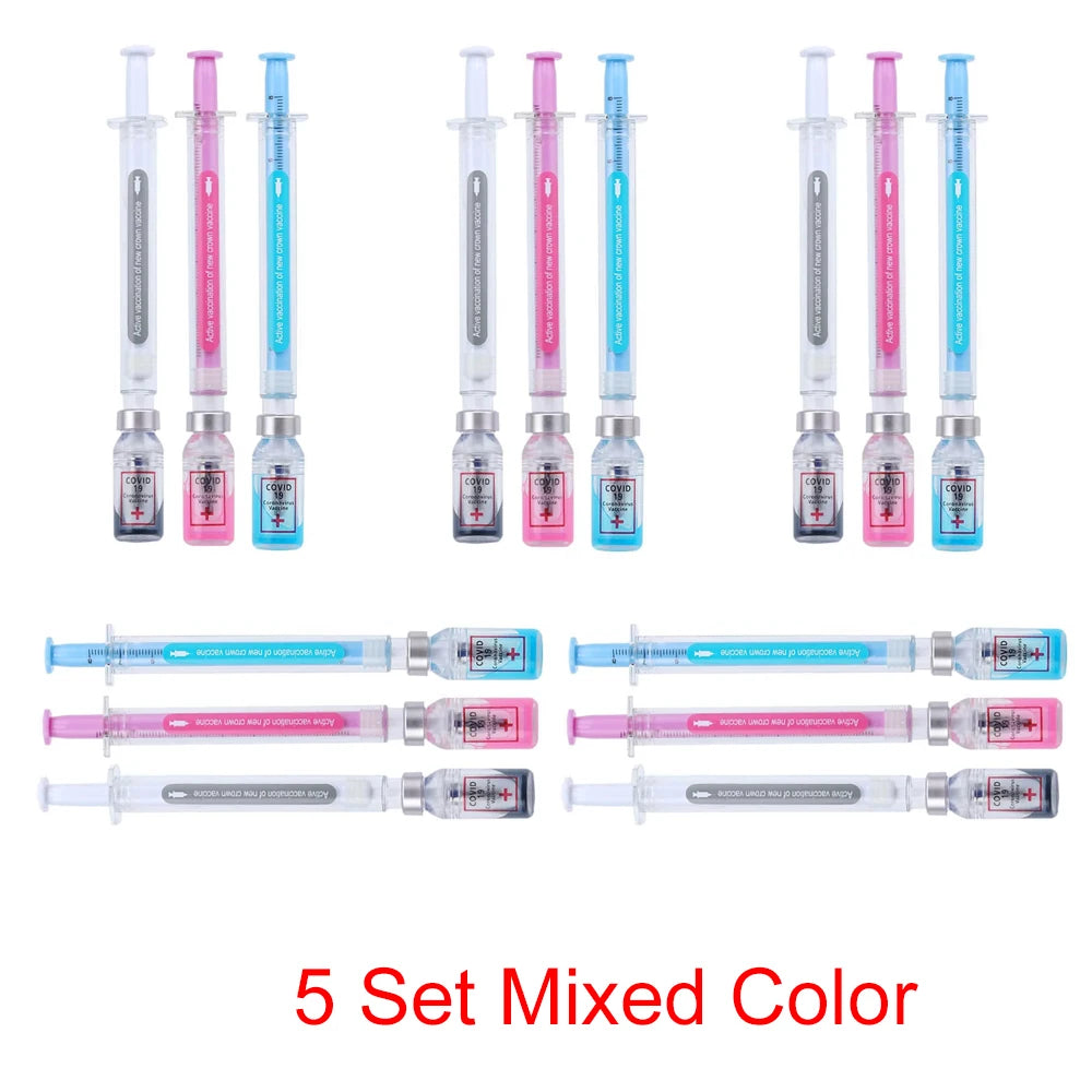 3 pcs/set,1-3-5 set Creative Novelty Syringe Peculiar Shape Stationery 0.5 MM Cute Gel Pen