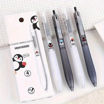 4pcs Penguin Gel Pens 0.3Mm Fine Tip, Smooth Writing, Durable And Comfortable, Suitable for Office And Study Use