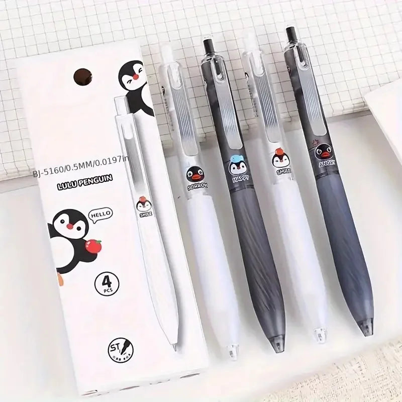 4pcs Penguin Gel Pens 0.3Mm Fine Tip, Smooth Writing, Durable And Comfortable, Suitable for Office And Study Use