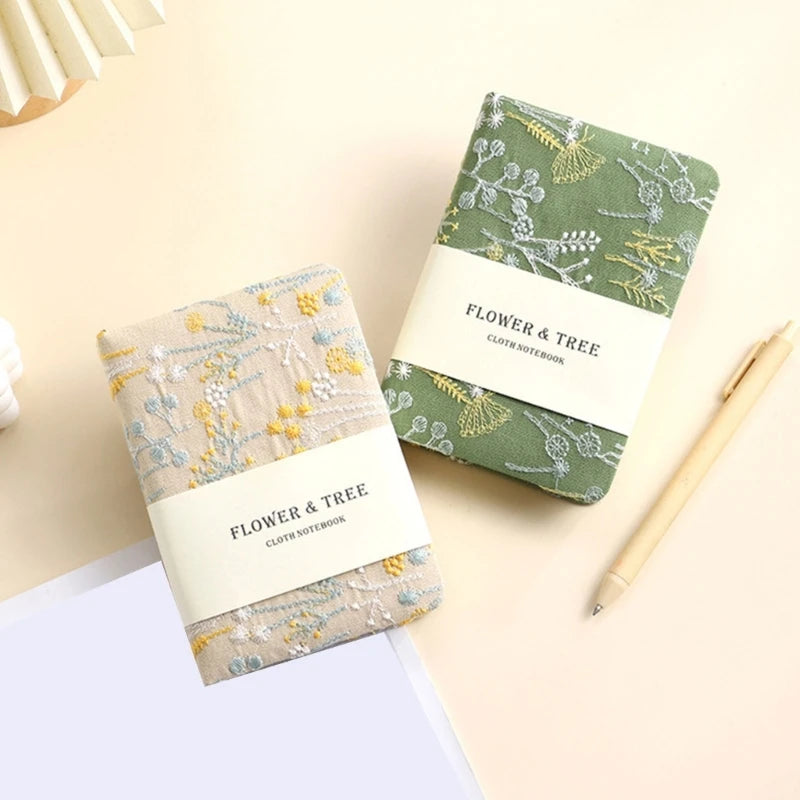 Embroidered Hardcover Notebook 256 Pages Wide Lined Small Journal Notebook for Student Women Men Note Taking Journaling 896C