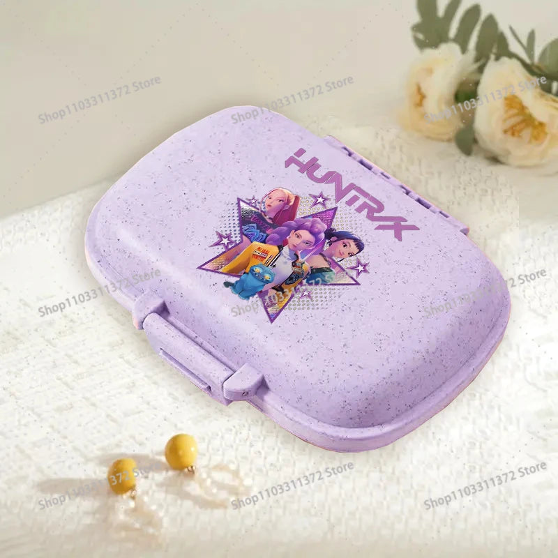 Move K-Pop Demon Hunters 8 Grid Compartment Pill Storage Box Fashion Printed Portable Travel Home Vitamin Container Cartoon Gift