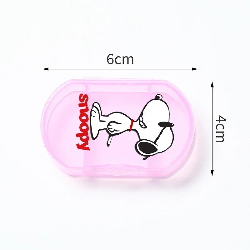 Portable Snoopys Mini Pill Box Kawaii Travel Anime Three-compartment Transparent Plastic Medicines Storage Case Container Gifts