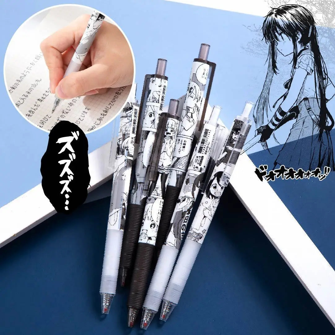 Cartoon Anime Hanako-Kun Inspired Retractable Gel Pen - Black & White Bullet Tip Sketch Pen with Bouncy Design