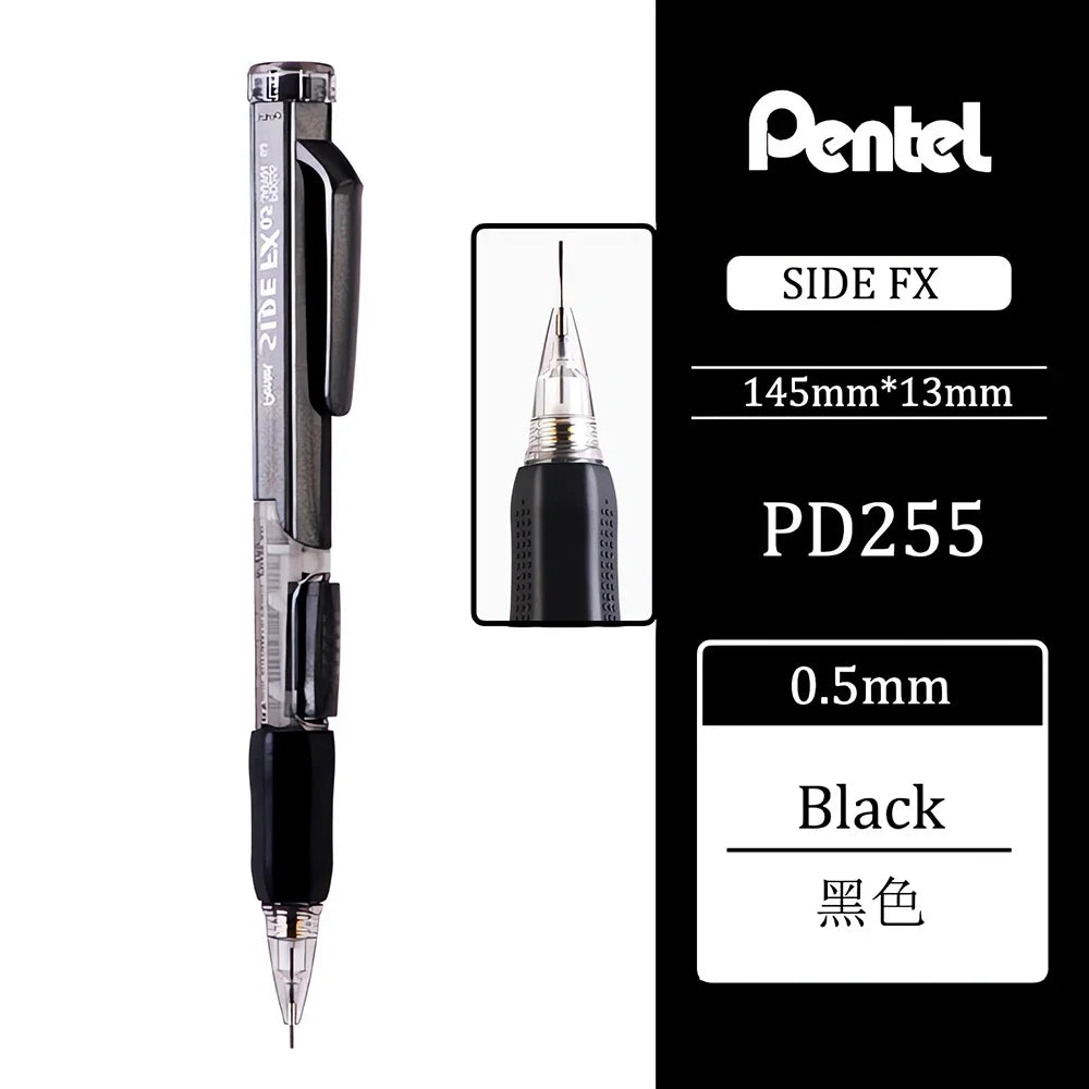 1pcs Pentel Mechanical Pencil 0.5mm PD255 Drawing Art Supplies Office Accessories Student School Stationery Side Press Out Lead