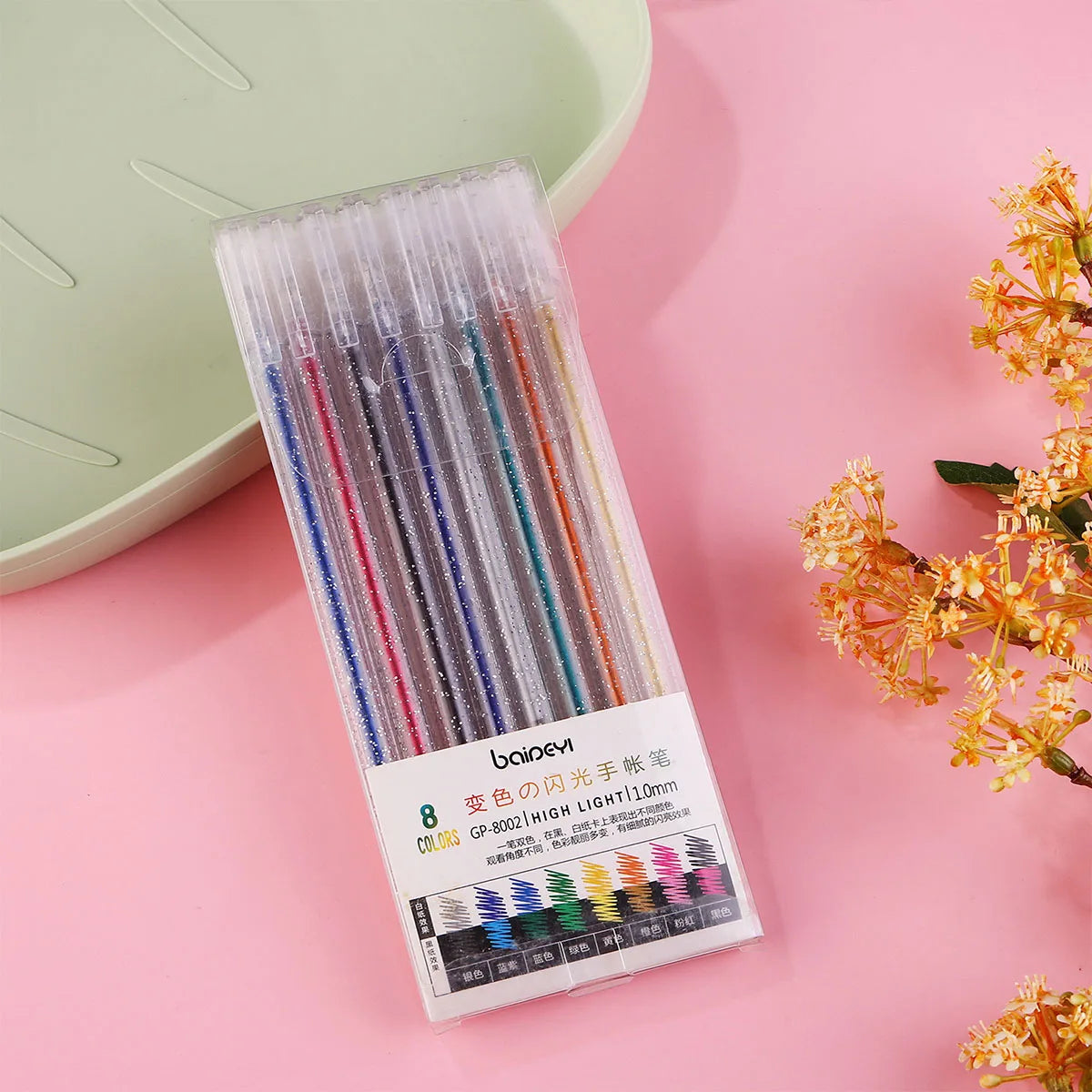 8/12/18 Color Glitter Gel Pen 1.0mm Metal Glitter Color Ballpoint Pen Paper Cardstock Diary Drawing Marking Coloring DIY Art