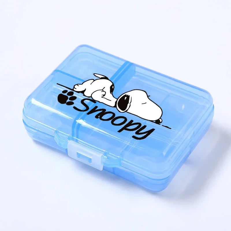 Kawaii Snoopys Anime Storage Box Pill Case Large Capacity A Week Organizer Portable Travel Outdoor Tablets Vitamins Container